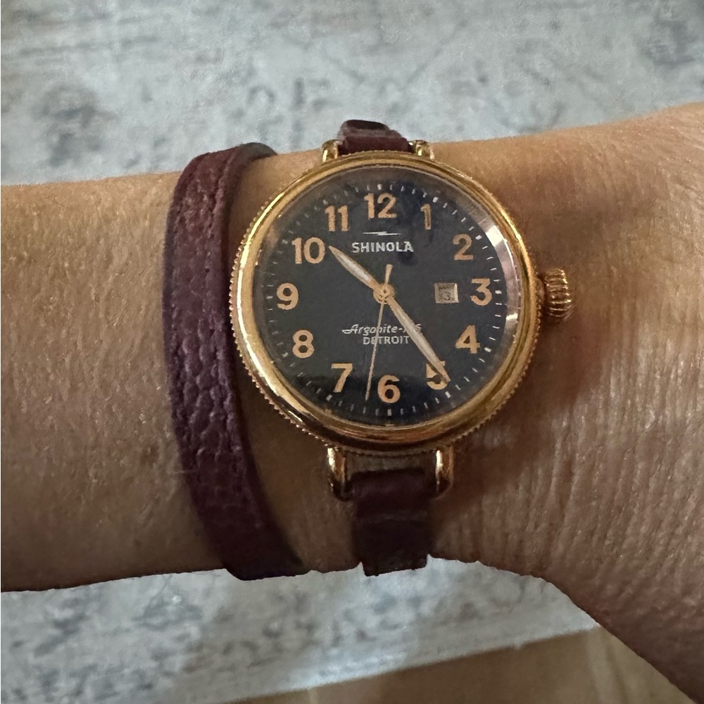 Shinola Birdy Rose Gold and Maroon Watch